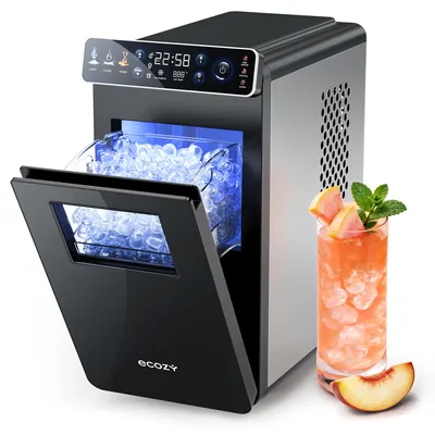 Produktbild von ecozy Eiswürfelmaschine Tragbar mit Farbdisplay, 12 KG/24H, Eis in 6 Minuten, 24H Timer, 2 Eisgrößen, Selbstreinigung, Ideal für Küche, Büro, Partys