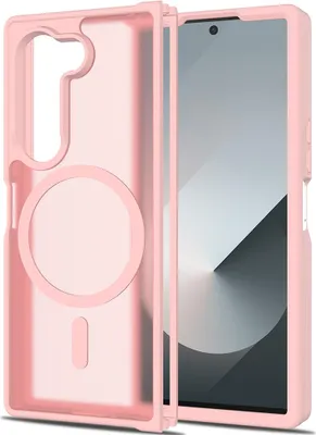 Produktbild von Magnetisch Hülle für Samsung Galaxy Z Fold 6, Kompatibel mit MagSafe, Transluzente Matt Rückseite Stoßfeste Handyhülle Pink