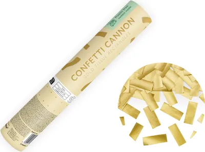 Konfettikanone mit Streifen Konfetti 20cm Gold