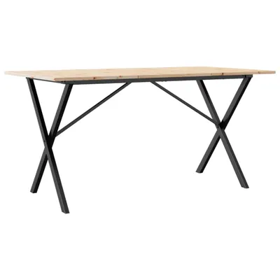 Image de Table à manger cadre en X 160x80x75 cm bois de pin massif acier