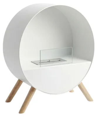 Immagine prodotto di Venere - Camino a Bioetanolo da Pavimento 60x72x30 cm con Bruciatore 1 Litro e Piedi in Legno di Pino Bianco
