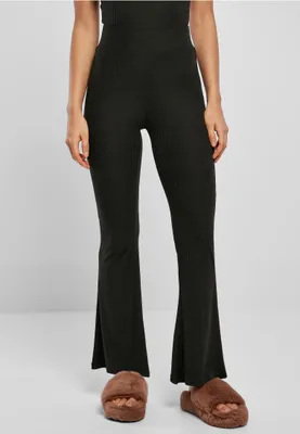 Obrázek produktu pro Dámské leginy Urban Classics Ladies High Waist Rib Flared Leggings black - 5XL
