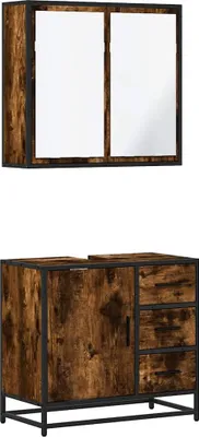 Produktbild von vidaXL 2-tlg. Badmöbel-Set Räuchereiche Holzwerkstoff