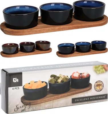 Produktbild von 4-teiliges Servierset auf einem Brett