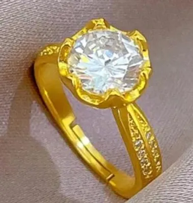 Zdjęcie produktu dla Złoty Pierścionek z Cyrkonią 8 mm Średnicy Kamień Stal Chirurgiczna