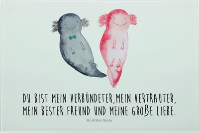 Produktbild von Mr. & Mrs. Panda Schneidebrett Glas Axolotl Freundin - Weiß - Geschenk, Ehemann, Liebe, Lurch, Aus, Schneideplatte, Schneidplatte, Glasschneidebrett, Schneidbrett