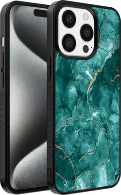 Produktbild von Handyhülle passend für iPhone 15 Pro mit Marmordruck - TPU Back Cover Case Marble Design - Grün Gold
