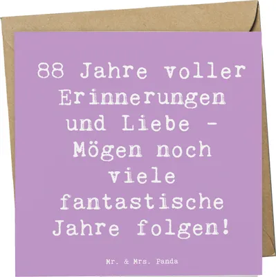Produktbild von Mr. & Mrs. Panda Grußkarte Spruch 88. Geburtstag Erinnerungen - Lavendeltraum - Geschenk, Geburtstagsgeschenk, persönliches, anlasskarte, faltkarte, Glückwunschkarte