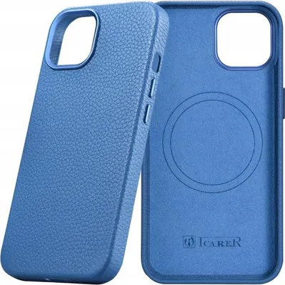 Image de Icarer Litchi Premium Leather Case Iphone 14 Pro Magnetic With Magsafe Light Blue (Wmi14220710-Lb)