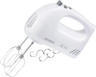 Produktbild von SEVERIN Handmixer, Handrührgerät mit 5 Geschwindigkeitsstufen, praktischer Handrührer mit 2 Edelstahl-Rührbesen und -Knethaken, weiß, HM 3820