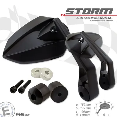 Image de Rétroviseur d'extrémité de guidon STORM noir M6Y adaptable sur Yamaha