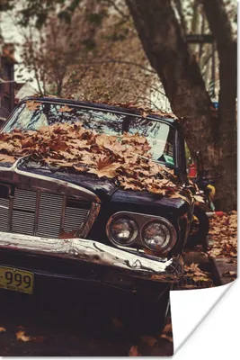 Produktbild von MuchoWow® Poster Auto - Herbstblätter - Landleben 120x180 cm - Kunstposter
