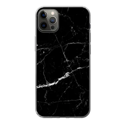 Produktbild von MuchoWow® Handyhülle Schutzhülle Hülle für iPhone 12 Pro Max Marmor - Schwarz - Marmoroptik - Weiß - Luxus - Stein Silikon Softcase Handy Hülle - Hartschale