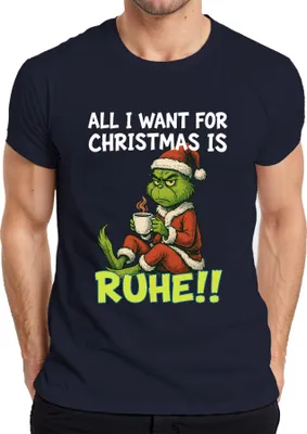 Obrázek produktu pro All I want for Christmas is calm christmas grinch sarcastic pánské tričko, Navy, XXL