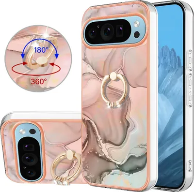 Image de Étui pour Google Pixel 10, étui de protection en silicone TPU bumper à motifs avec anneau de fixation Beige