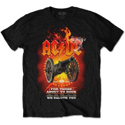 Image de T-shirt à manches courtes AC/DC FTATR, édition 40e anniversaire, couleur noire, taille L