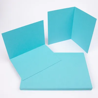 Produktbild von 50 x Klappkarten DIN A6 blanko Tonkarton Geschenkkarten - Azur Blau