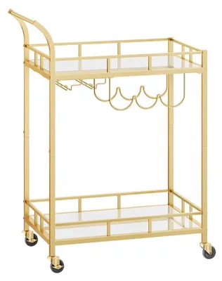 Immagine prodotto di Carrello da portata dorato con specchio – carrello bar – robusto – 38 x 60 x 90 cm