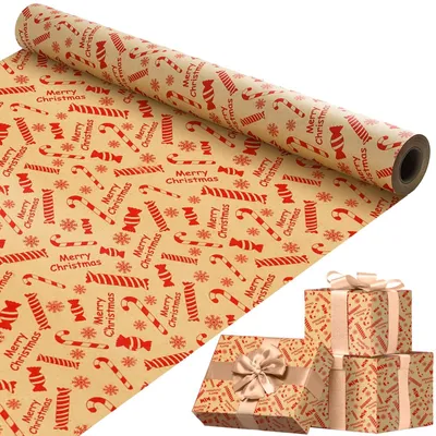 Produktbild von Weihnachtliches Geschenkpapier Kraftpapier Rot 43 cm x 10 m