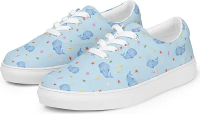 Produktbild von Mr. & Mrs. Panda Damenschuhe Wal Konfetti Größe 36 - Blau - Geschenk, Sportschuhe, Meer, Wale, Sneaker Damen, Turnschuhe, Stoffschuhe, Abnehmen, Geburtstag, Halbschuhe