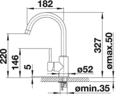 Produktbild von Mida – Einbaumaß ø 35 mm – Hochstehende, drehbare Brause 360° – Höhe 32,7 cm – Chrom – Weiß