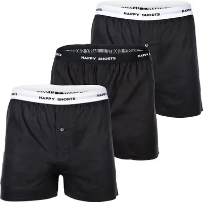 Produktbild von Happy Shorts Herren Boxer 3-Pack Mix - Solid Black - Größe XXL