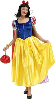 A woman is posing in a Snow White costume.