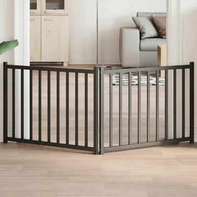 Immagine prodotto di vidaXL Cancelletto pieghevole per cani 2 pezzi nero 160 cm in legno massiccio di abete