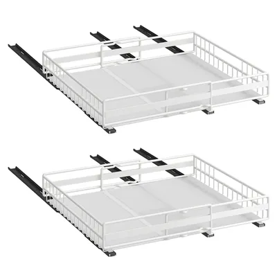 Produktbild von 2x Teleskopschublade,Ausziehbare Schublade Küche mit Selbstklebende,Ausziehbarer Schrank Organizer,Schubladen Organizer Kein Bohren(31-49cm+32-51cm)