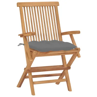 Zdjęcie produktu dla VidaXL 3062503, Taras, Obite siedzisko, Drewno tekowe, Szary, Poliester, 550 mm
