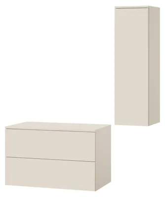 Produktbild von Badezimmerset 2-Teilig: Unterschrank + Hochschrank Color Macadamia (2S 80 + 1D 100)