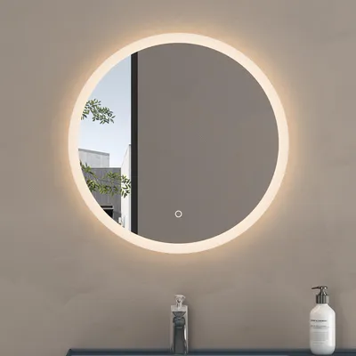 Image de doporro Miroir de Salle de Bains Rond Lumineux avec Éclairage LED Glace Éclairé avec Interrupteur Tactile φ 60 cm