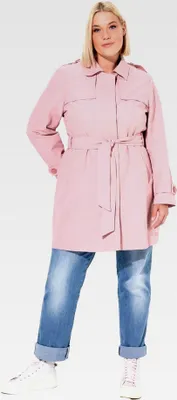 Produktbild von Damen große Größen Übergrößen Plus Size Trenchcoat, A-Linie, Hemdkragen, Bindegürtel 816108