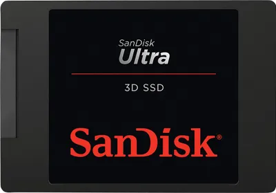 A product shot of a SanDisk Ultra 3D 1TB SSD.