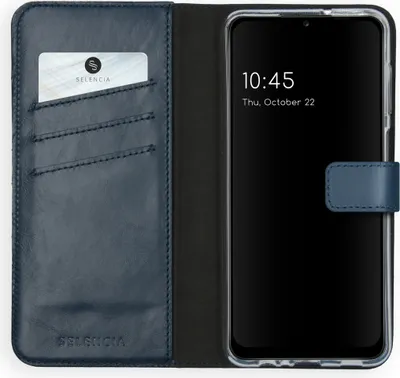 Produktbild von Selencia Echtleder Klapphülle Samsung Galaxy A12 - Blau