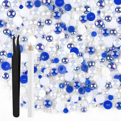 Productafbeelding van Platte Strass Steentjes - Halve Parels Decoratie Steentjes - Handwerk Decoratie - Mix van Maten - 50 g