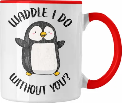 Produktbild von Trendation - Valentinstag Tasse Geschenk für Ihn Sie Lustig Pinguin Grafik  Geschenkidee Becher Freund Freundin Liebe Paare Wortspiel (Rot)