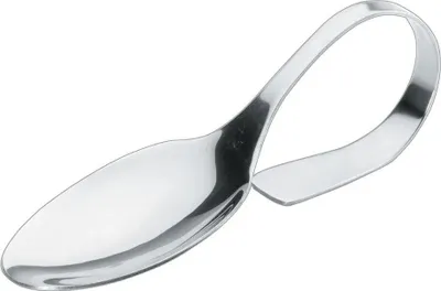 A single spoon with a unique curved handle.