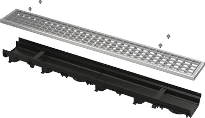 Produktbild von Alcadrain Entwässerungsrinne 60 mm mit Kunststoffrand und Rost verzinkt B125