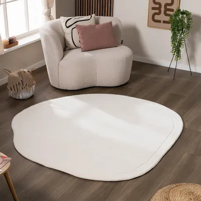 Produktbild von Volero - Teppich Organisch - Halo Stone Creme - Ø 160 cm - Wohnzimmer, Schlafzimmer, Babyzimmer - Modern, Skandinavisch, Japandi
