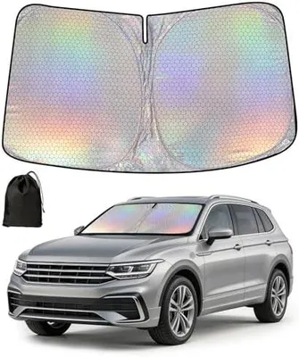 Produktbild von Sonnenschutz Auto Frontscheibe mit VW Tiguan, Windschutzscheibe Sonnenblende, Auto Sonnenschutz Frontscheibe Innen, Sonnenblende Vorne Faltbar, Blockiert UV-Schutz