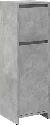 A tall, narrow cabinet with a concrete-like finish.