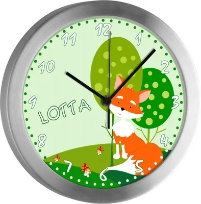 Produktbild von Kinderzimmer Funkwanduhr, Funkuhr Wanduhr Kinder, Fuchs 25 cm
