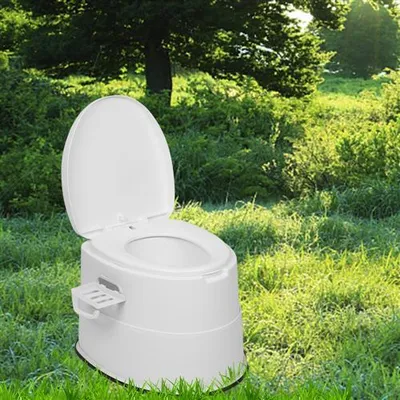 Produktbild von FCH Campingtoilette mit Antirutschmatte, Nottoilette, tragbare Toilette, mobile Toilette, 50 x 40 x 42cm, weiß