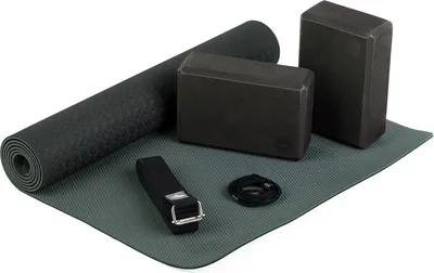 Produktbild von Yoga Set FLOW Yogamatte mit Block & Gurt schwarz