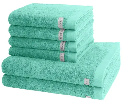 Produktbild von Ross Sinfonie 4 X Handtuch 2 X Duschtuch im Set Walkfrottee aus reiner Baumwolle 500 g/m², Hohe Saugkraft und flauschig weicher Griff, Gewebte Bordüre für elegante Optik