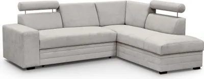 Produktbild von Ecksofa im modernes Stil Roma Polsterecke mit Schlaffunktion Bettkasten verstellbaren Kopfstützen, Stoff: vardo 04 - beige, Ottomane: rechts