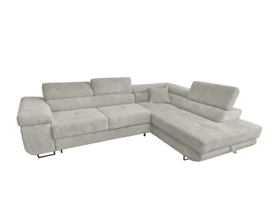 Produktbild von KSHOMECONCEPT Ecksofa GUSTAW L rechts, Cord, Taupe, mit Schlaffunktion und Bettkasten