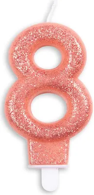 Produktbild von Glitzer Zahlenkerze in Rosegold 8