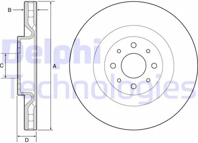 Produktbild von 2x DELPHI Bremsscheibe BG4566C für LANCIA DELTA III (844) 44 7mm 305mm